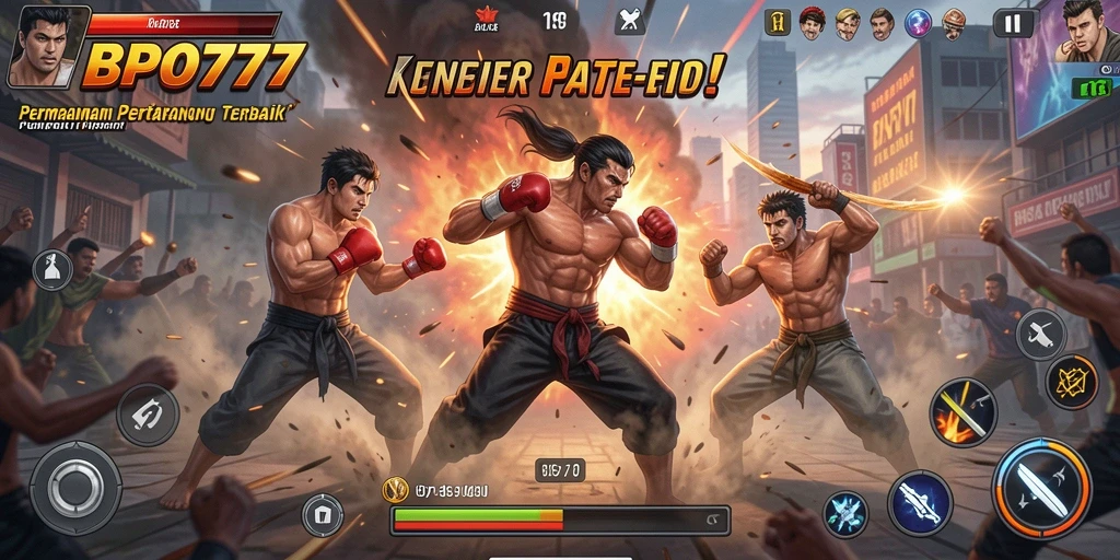Screenshot gameplay BPO777 dengan aksi pertarungan yang intens.