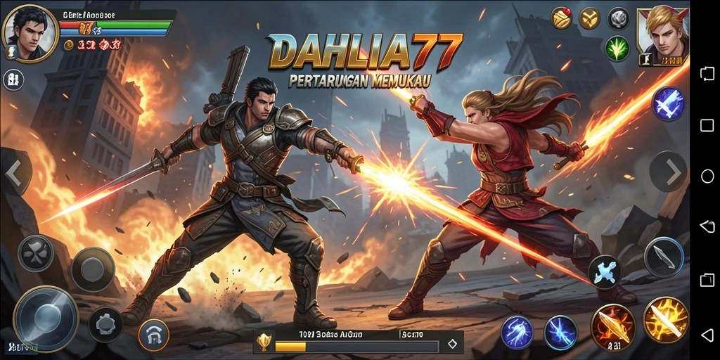 Tampilan seru dari gameplay action DAHLIA77 dengan pertarungan dinamis.