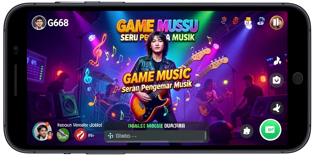 Tampilan gameplay G668 dengan pengguna menikmati musik dan tantangan.
