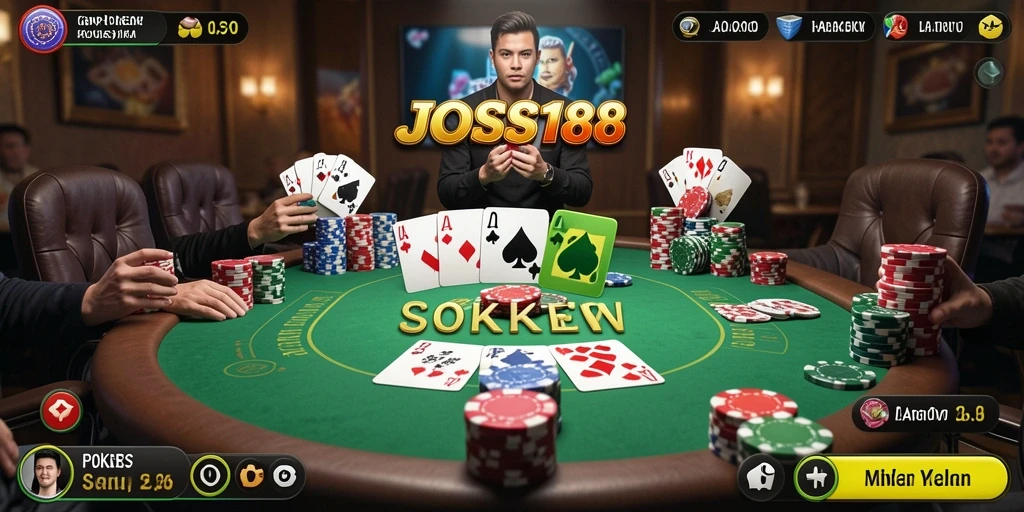 Tampilan permainan poker yang mendebarkan di JOSS188.