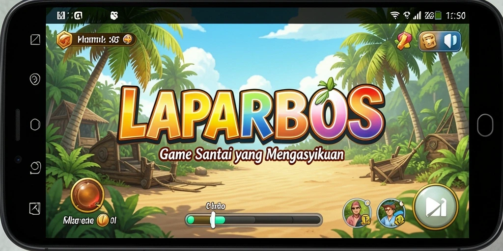 Tampilan gameplay LAPARBOS yang ceria dan menghibur.