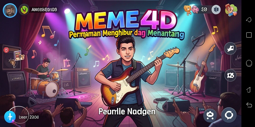 Tampilan gameplay seru dalam MEME4D saat bermain musik.