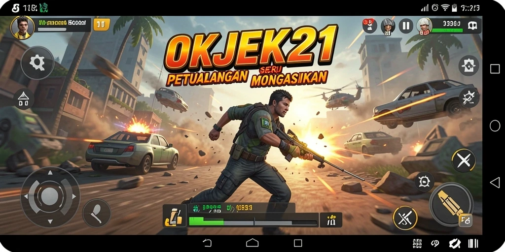 Tampilan gameplay seru dalam OKJEK21 yang penuh aksi.