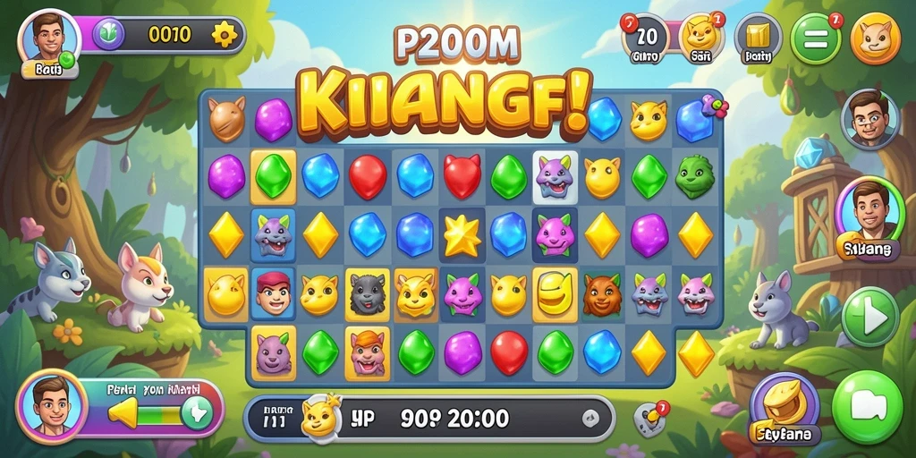 Screenshot dari gameplay seru P200M yang penuh warna.